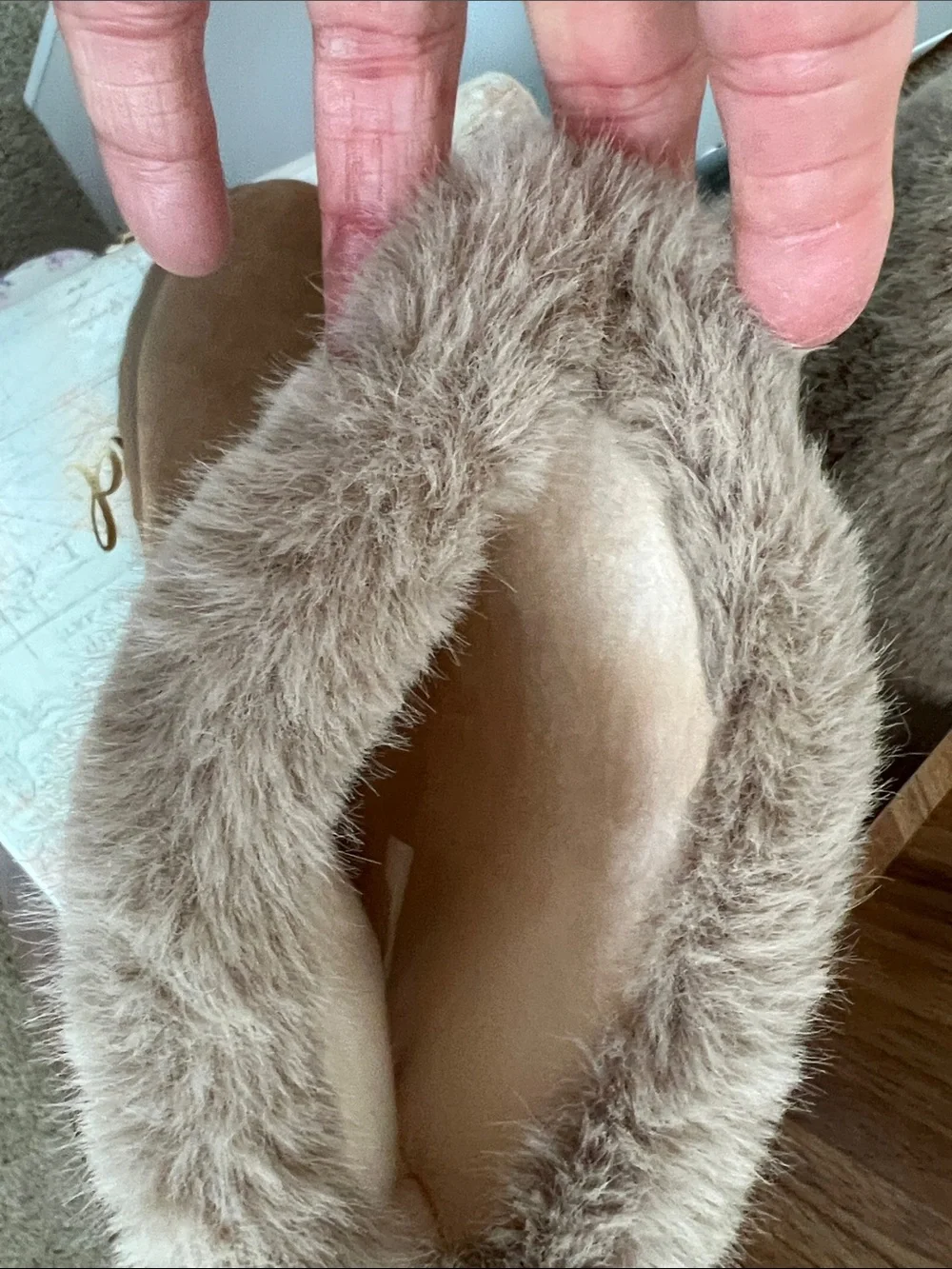 BearPaw Taupe Faux-Fur Suede Buckle Mid-Calf Boots